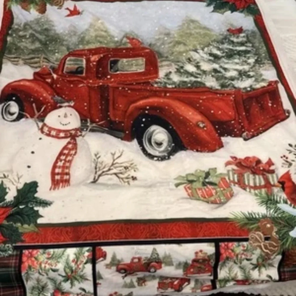 Festive Red Truck Holiday throw Blanket